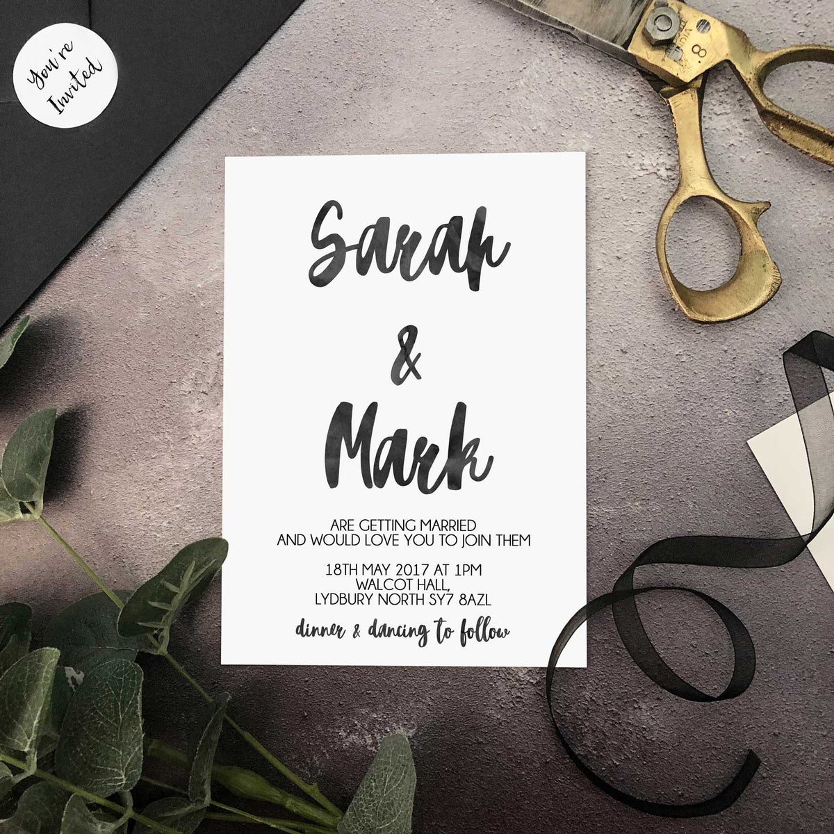 Black and white clearance wedding invitation