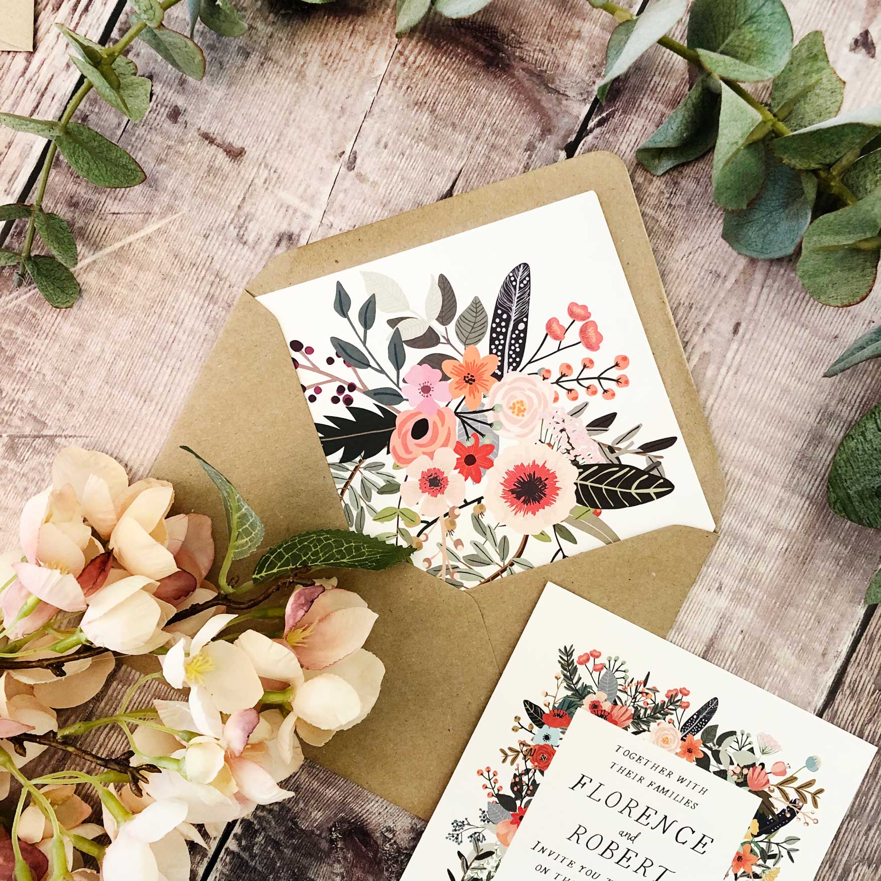 The Floral Wedding Invitation newest and Postcard RSVP Set, Floral Wedding Invitations, Garden Wedding Invitations, Spring Wedding Invitations