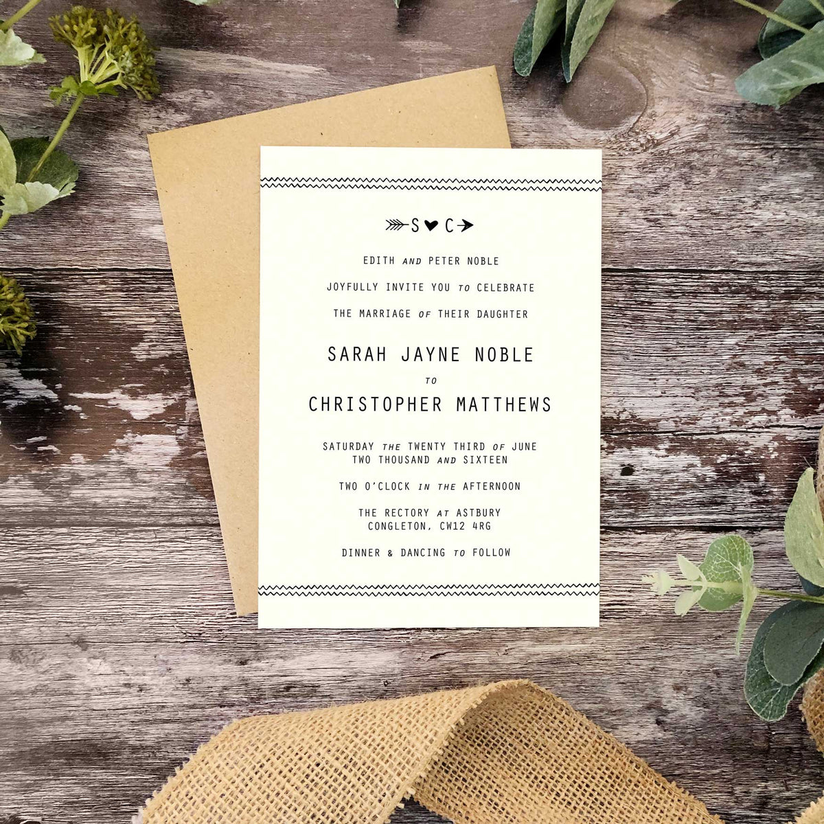 Modern Chevron Wedding Invitation – Emmy Designs